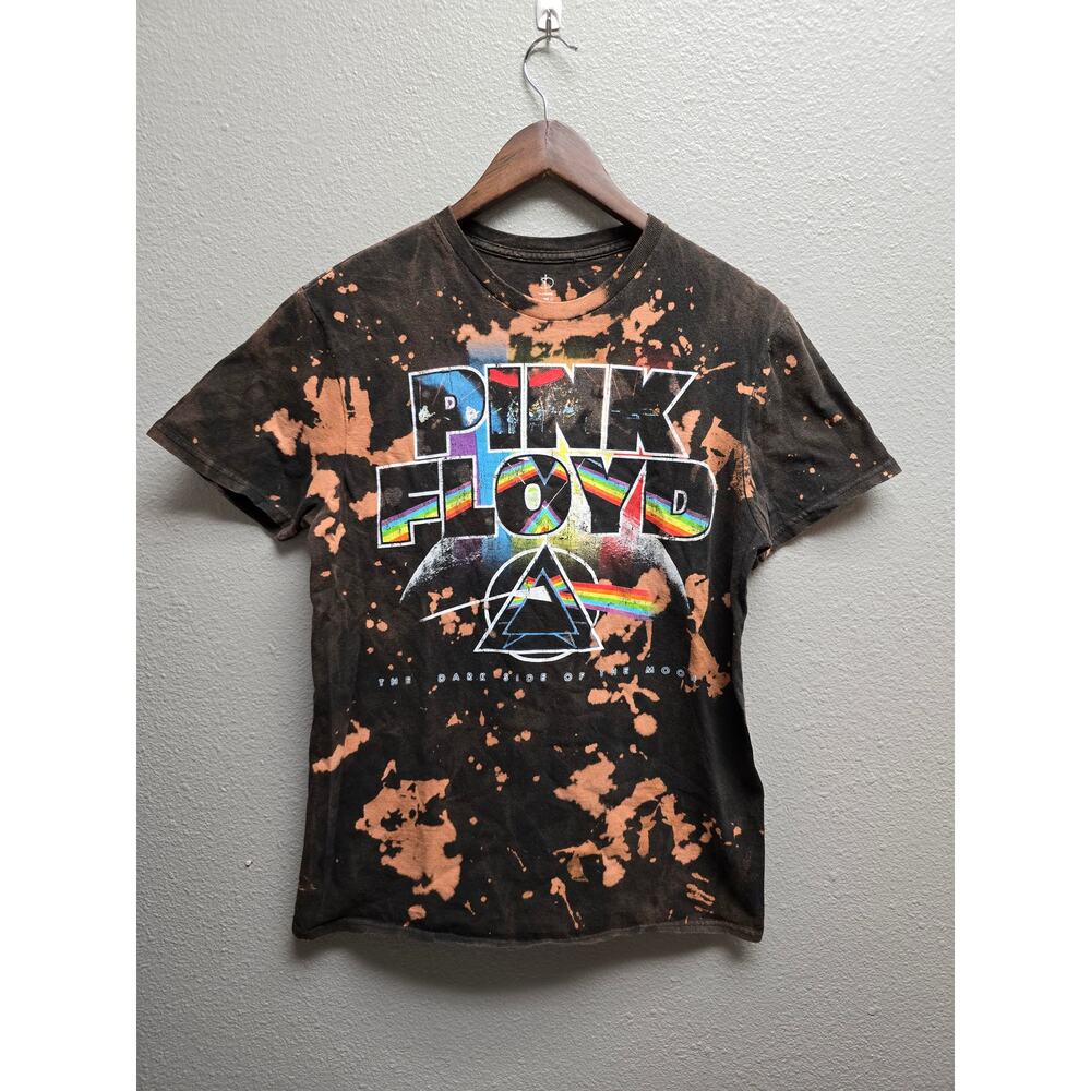 Pink Floyd Shirt Dark Side of the Moon Brown Bleached Band Medium